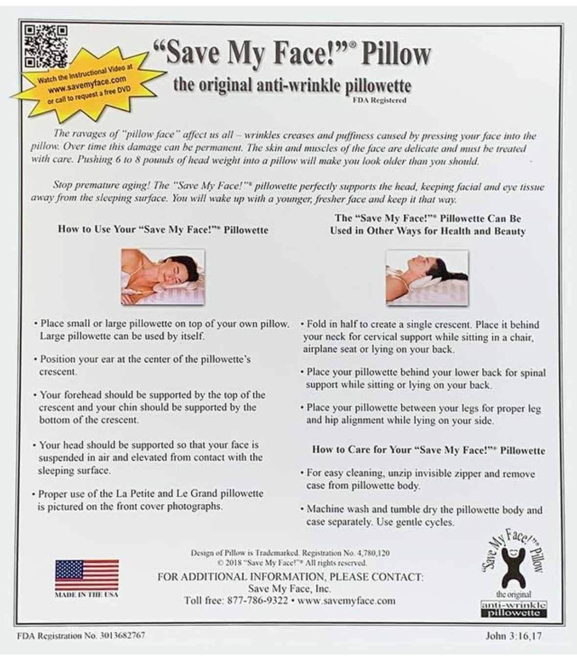 Save My Face Anti-Wrinkle Pillow